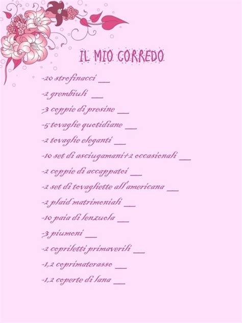 lista corredo sposa